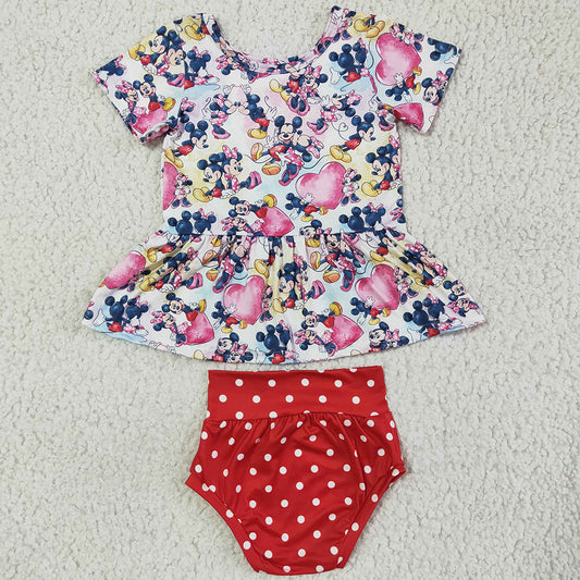 Boutique Baby Girl Clothes Bummie Sets Cartoon Girls Bummies Shorts Suit GBO0036