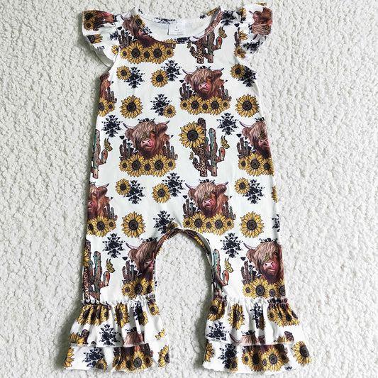 Newborn Infant Baby Rompers Fashion Cactus Cow Infant Girls Romper Western Kids Clothes Girls Rompers SR0048 6.20