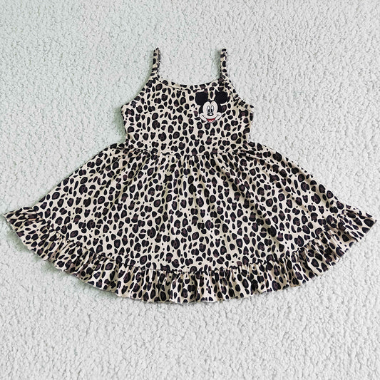 New Fashion Baby Girl Dress Cartoon Print Leopard Toddler Girls Dress Short Sleeve Summer Girls Dresses GSD0104