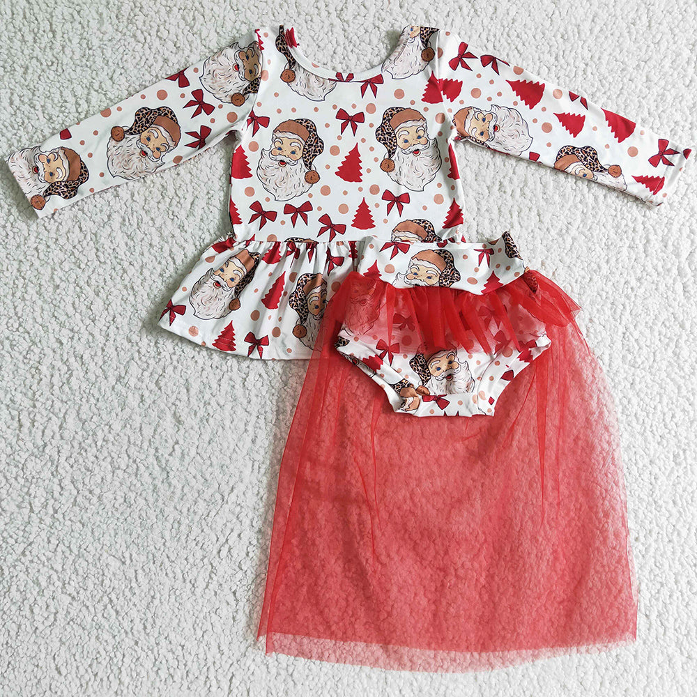 New Fashion Toddler Girls Clothes Bummies Outfits Santa Claus Print Kids Outfits GLD0092