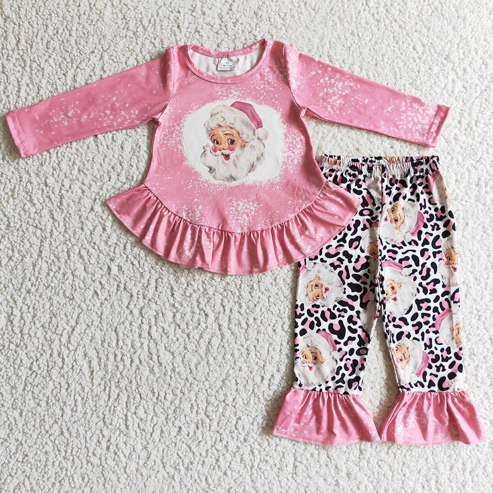 Boutique Girls Clothing Santa Claus Print Cute Girls Christmas Outfits GLP0245