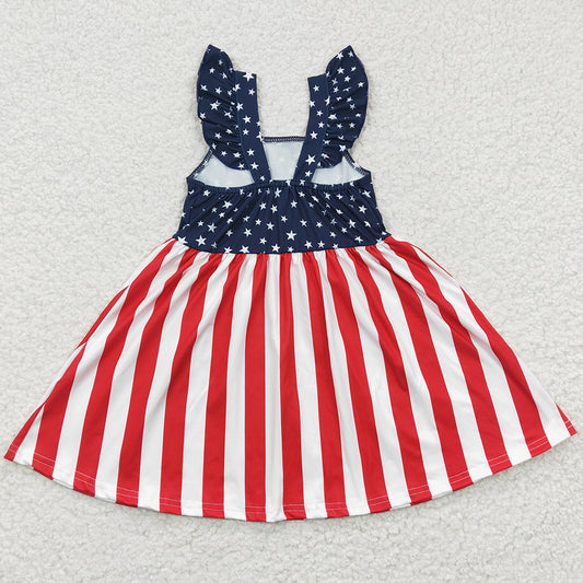 Baby Girls Dress 4th of July Star Stripe Knee Length Dresses GSD0289
