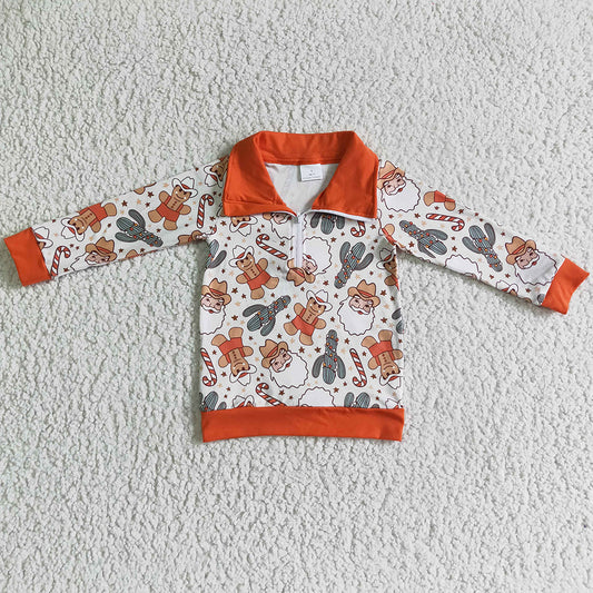 Christmas Boys T-shirt Santa Claus Print Boutique Boys Clothes Top BT0068