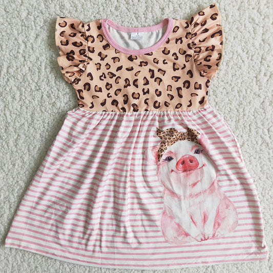 Wholesale Baby Girls Dress Cute Pig Print Boutique Girl Dresses B10-4