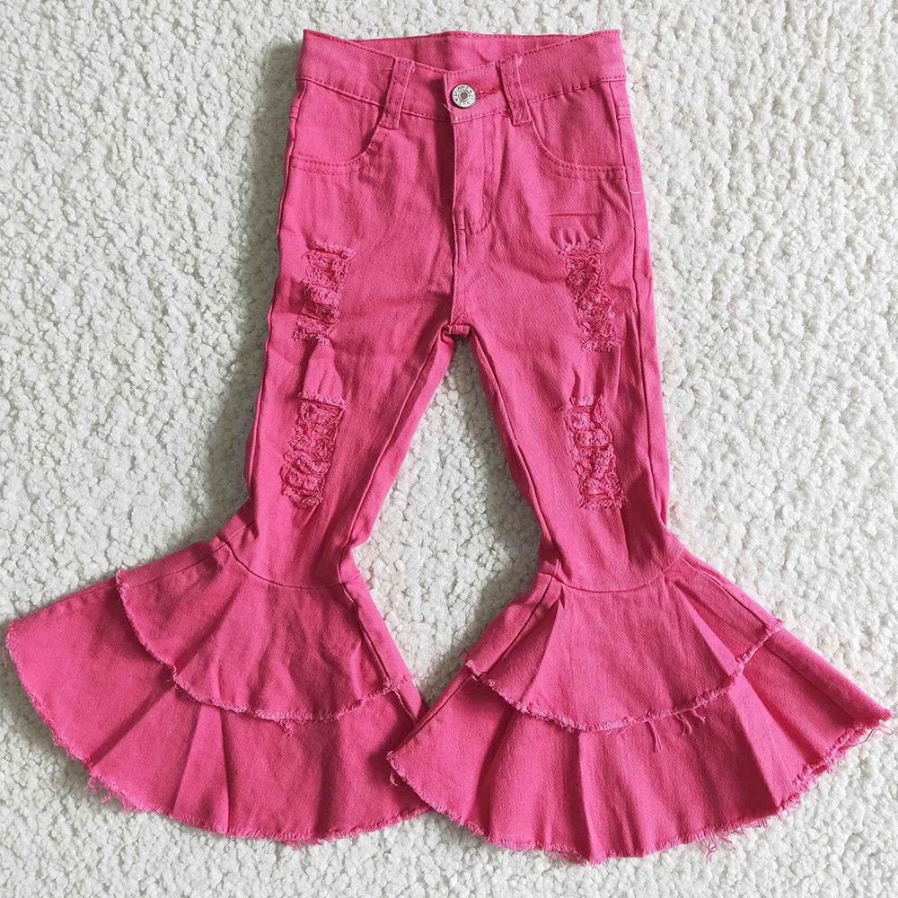 New Design Baby Girls Clothes Top Jeans Bell Bottom Outfits GT0082