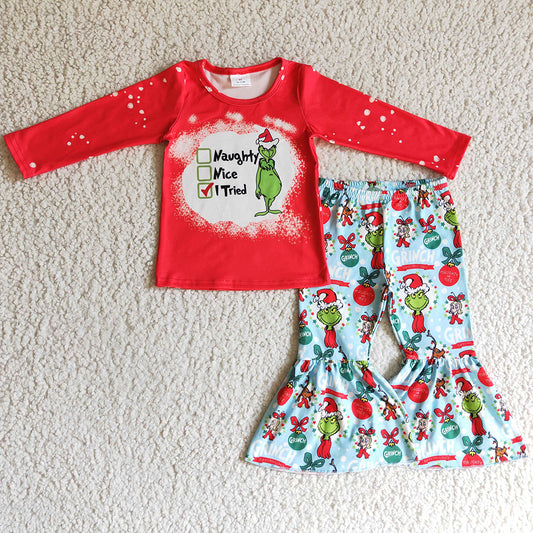 New Fashion Baby Girl Clothes Christmas Bell Bottom Outfits GLP0294