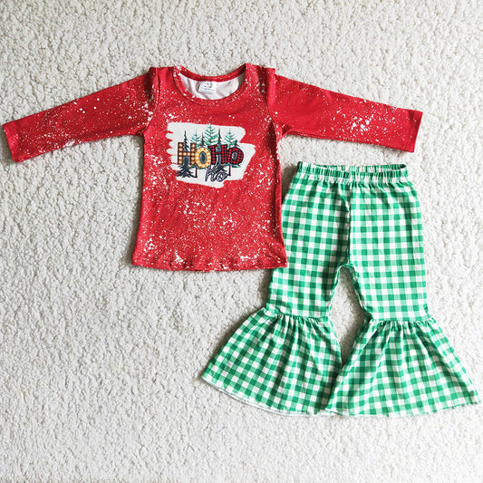 Baby Girl Clothes Christmas Bell Bottom Outfit Long Sleeve Girls Clothing Set Wholesale 6 C10-9 10.22