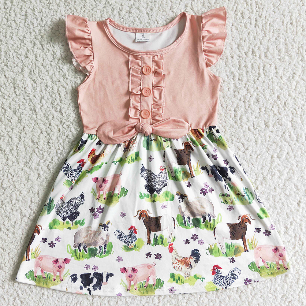 Baby Girls Dress Sleeveless Farm Toddler Girls Short Sleeve Dresses GSD0097