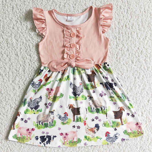 Baby Girls Dress Sleeveless Farm Toddler Girls Short Sleeve Dresses GSD0097
