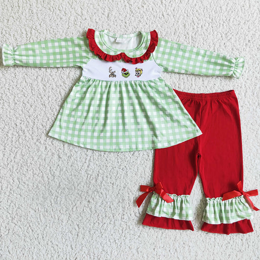 Christmas Baby Girls Clothing Set Embroidery Boutique Kids Outfits GLP0033