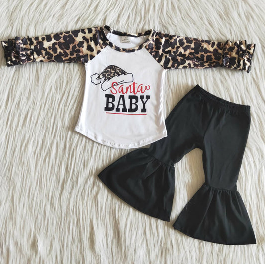 Hot Sale Baby Girls Clothes Christmas Hat Toddler Girls Clothing Long Sleeve Bell Pants Set 6 A17-30 11.3
