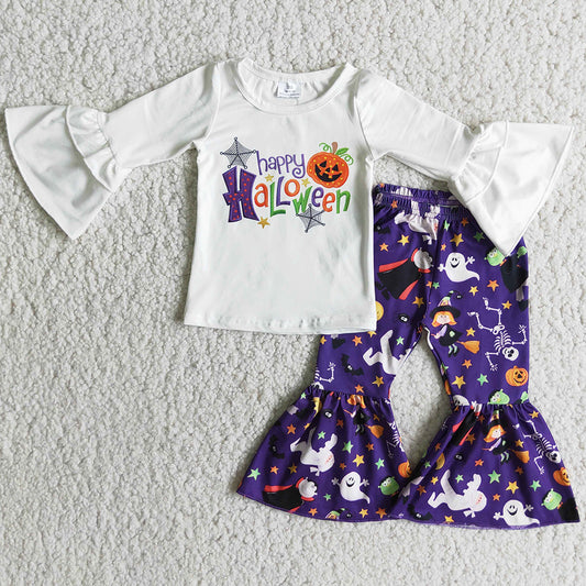 Halloween Boutique Baby Girl Clothes Fall Outfits Cute Infant Girls Clothing Bell Bottom Pants Set 6 B9-22