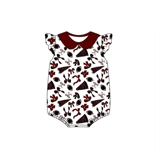 preorder(moq 5)Baby Infant Girls Gamecocks Team Bow Flutter Sleeve Rompers 8.1