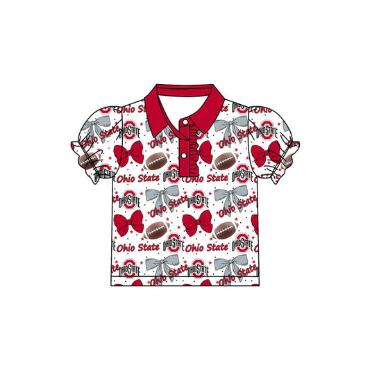 Preorder(moq 5)Baby Girls Ohiostate Team Short Sleeve Tee Pullovers Polo Shirts Tops 7.22