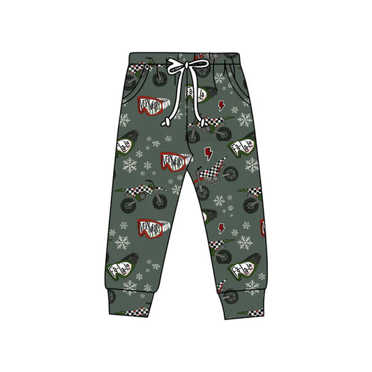 Preorder(moq 5) Baby Kids Christmas Snowflake Motors Pockets Jogger Pants 8.16
