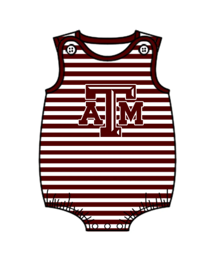 Preorder (moq 5)Baby Boys Red Stripe ATM Team Rompers 12.24