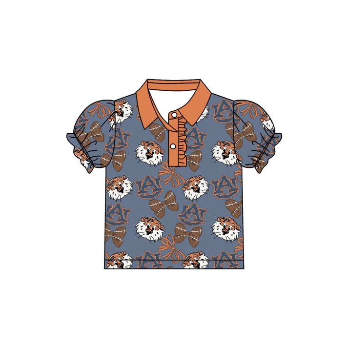 Preorder(moq 5)Baby Girls AU Tiger Team Short Sleeve Tee Pullovers Polo Shirts Tops 7.22