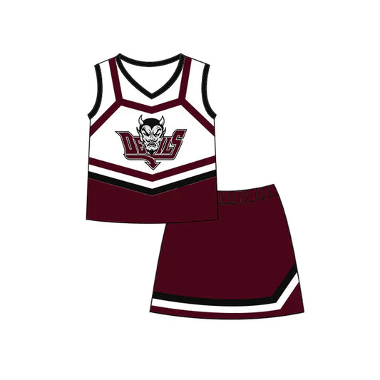 Preorder (moq 5)Baby Girls Deils Cheer Team Top Skort Shorts Clothes Sets 8.13