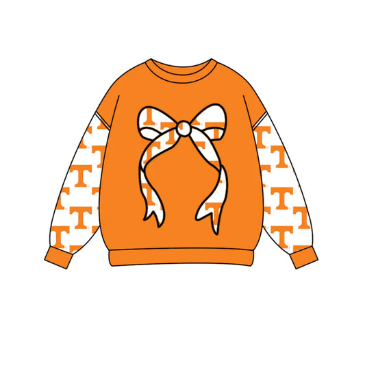 Preorder Moq 5 Baby Girls Yellow Long Sleeve T Bows Team Tee Shirts Top 10.16