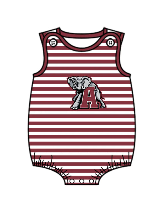 Preorder (moq 5)Baby Boys Red Stripe A Elephants Team Rompers 12.24