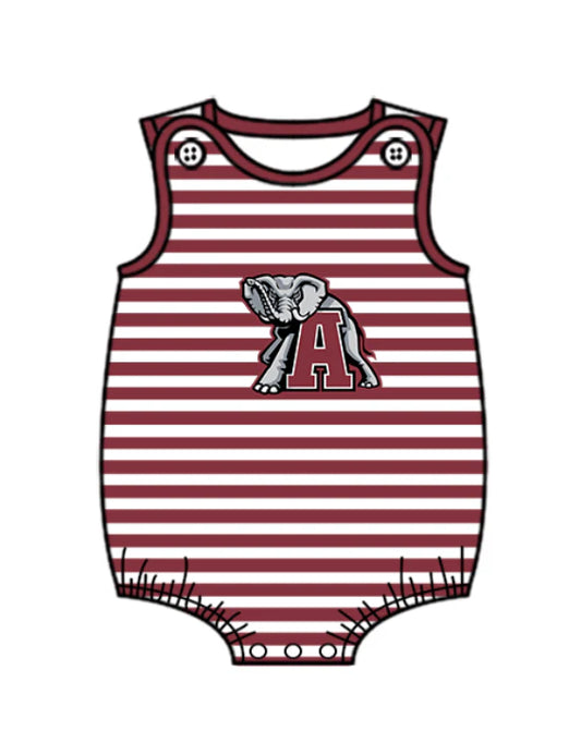 Preorder (moq 5)Baby Boys Red Stripe A Elephants Team Rompers 12.24