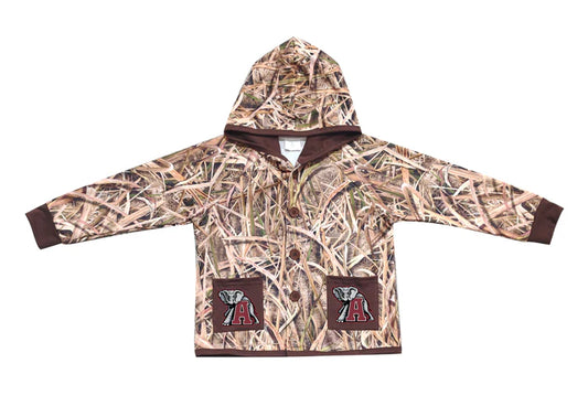 Preorder (moq 5)Baby Boys Khaki Leaves Camo A Elephants Pockets Team Button Hoodie Jackets Top 11.22