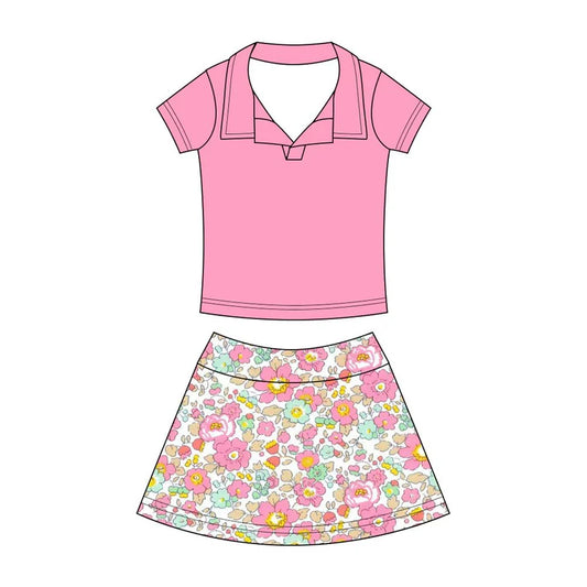 Preorder (moq 5)Baby Girls Button Pullovers Top Colorful Flowers Skirt Shorts Clothes Set 12.19