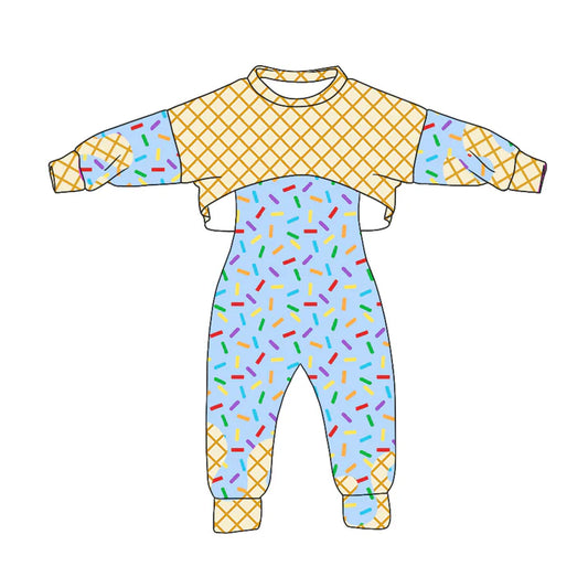 Preorder (moq 5)Baby Girls Long Sleeves Drip Shirt Top Jumpsuit 2 Piece Team Clothes Sets 8.5
