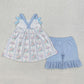 Baby Girls Clothes Flowers Cakes Straps Bows Top Shorts Clothes Sets GSSO2087 3.8