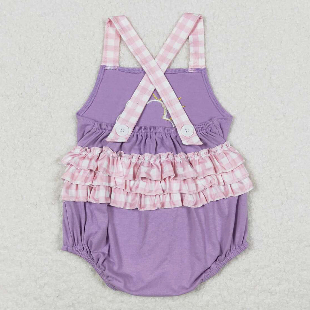 Baby Infant Girls Romper Cloudy Rainy Lavender Ruffle Bubbles Rompers SR1071