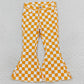 Baby Girls Jeans Orange Checkered Bell Flare Denim Pants P0468