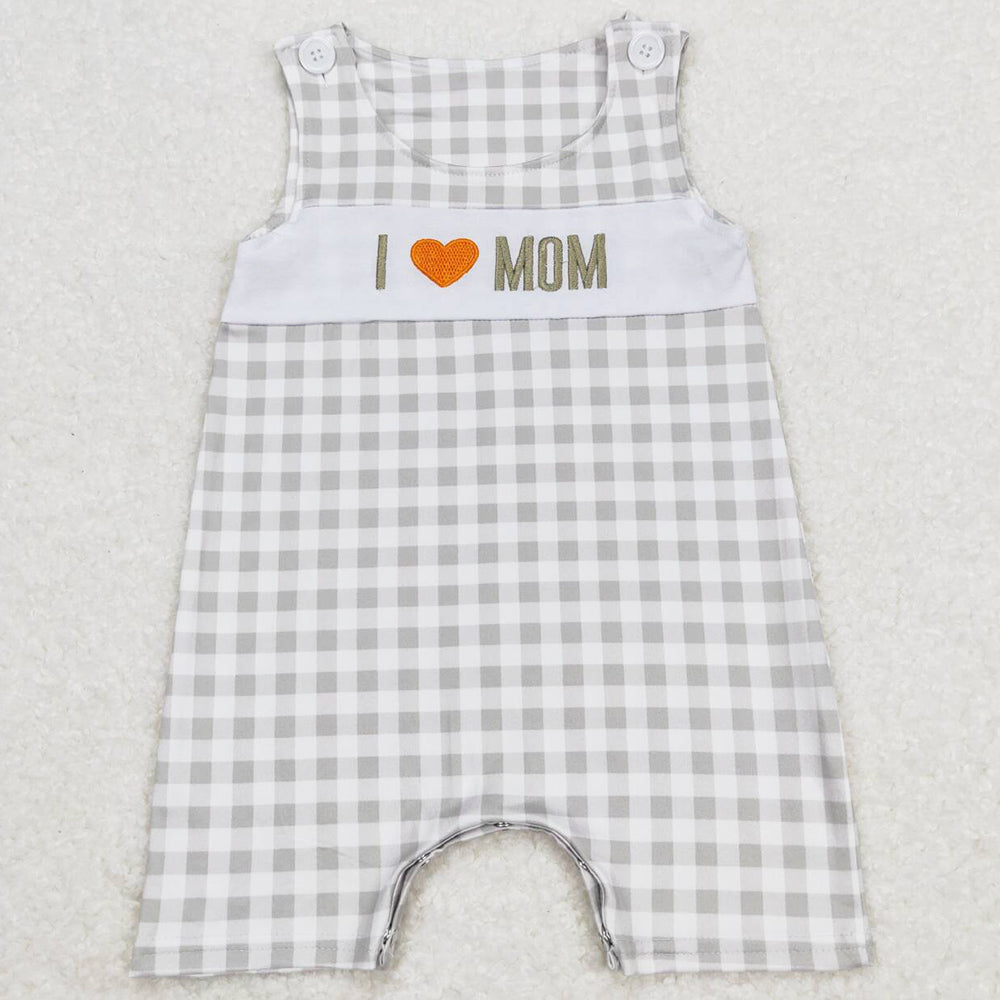 Baby Infant Boys Romper I Love Mom Checkered Rompers SR1132