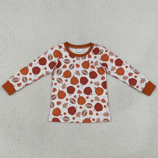 Baby Boys Clothes Long Sleeve Footballs Pumpkins Leaves Fall T-shirts Top BT1928