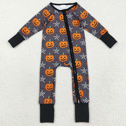 Baby Boys Rompers Halloween Stars Pumpkins Zipper Footie Rompers LR2464