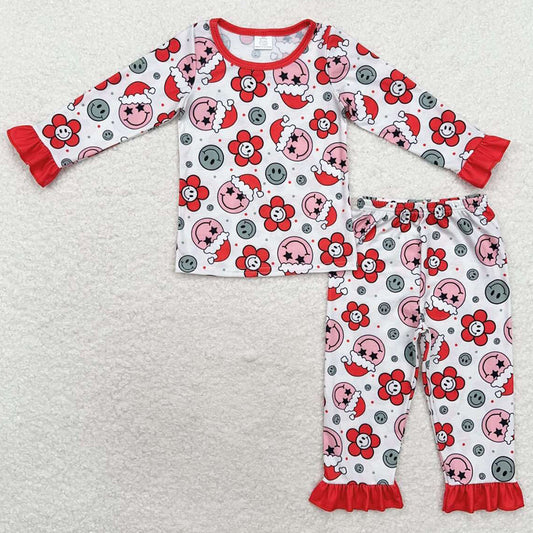 Baby Girls Pajamas Christmas Red Flowers Top Pants Bamboo Pajamas Sets GLP1272