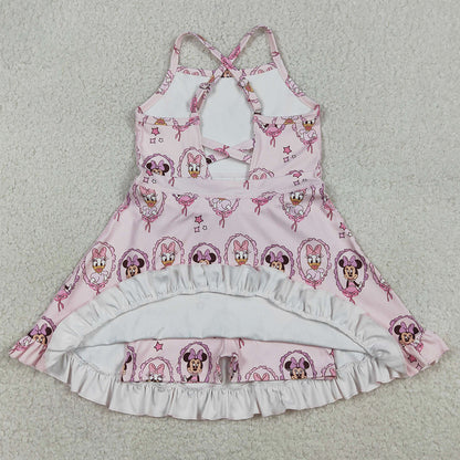 Baby Girls Dress Strap Cartoon Ducks Yoga Active Knee Length Dresses GSD3915