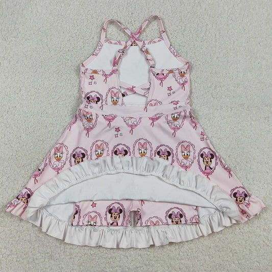 Baby Girls Dress Strap Cartoon Ducks Yoga Active Knee Length Dresses GSD3915