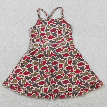 Baby Girls Dress Strap Camo Arkansas Team Yoga Active Shorts Ruffle Knee Length Dresses GSD3587