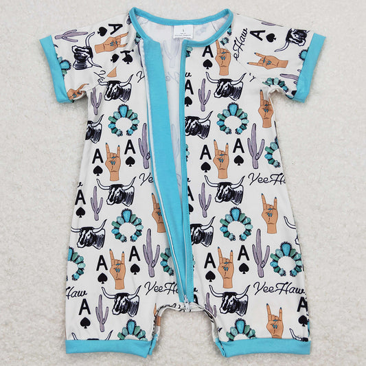 Boutique Baby Kids Romper Zip Short Sleeve Rompers SR1200