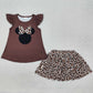 Baby Girls Clothes Leopard Cartoon Flutter Sleeve Shirt Skort Clothes Sets GSD1664