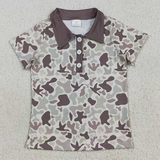 Baby Boys T-shirts Short Sleeves Khaki Ducks Camo Button Polo Shirts Tops BT1261 7.18