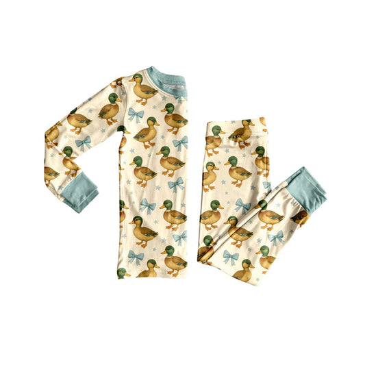 Preorder(moq 5) Baby Kids Cute Mallard Ducks Top Pants Lounge Wear Pajamas Sets 8.8