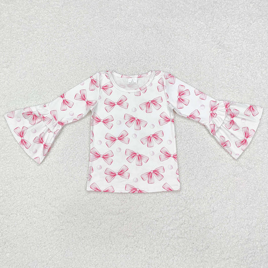 Baby Girls Clothes Tops Pink Bows Long Sleeve Tee Shirts Tops GT0779