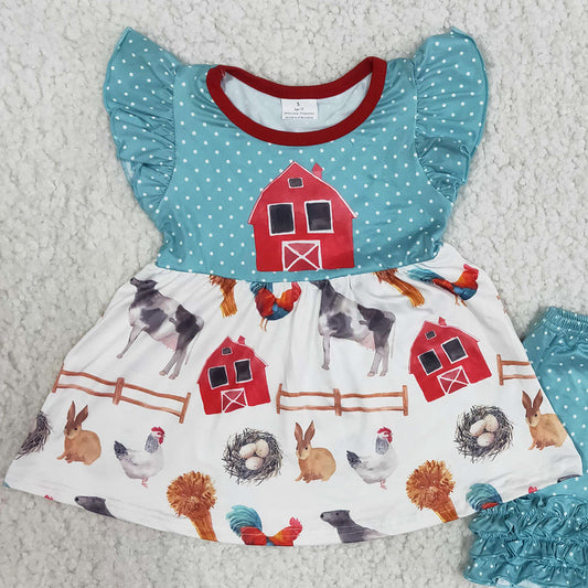 Fashion Baby Girl Clothes Summer Outfits Farm Print Cute Girl Clothes Set B7-2
