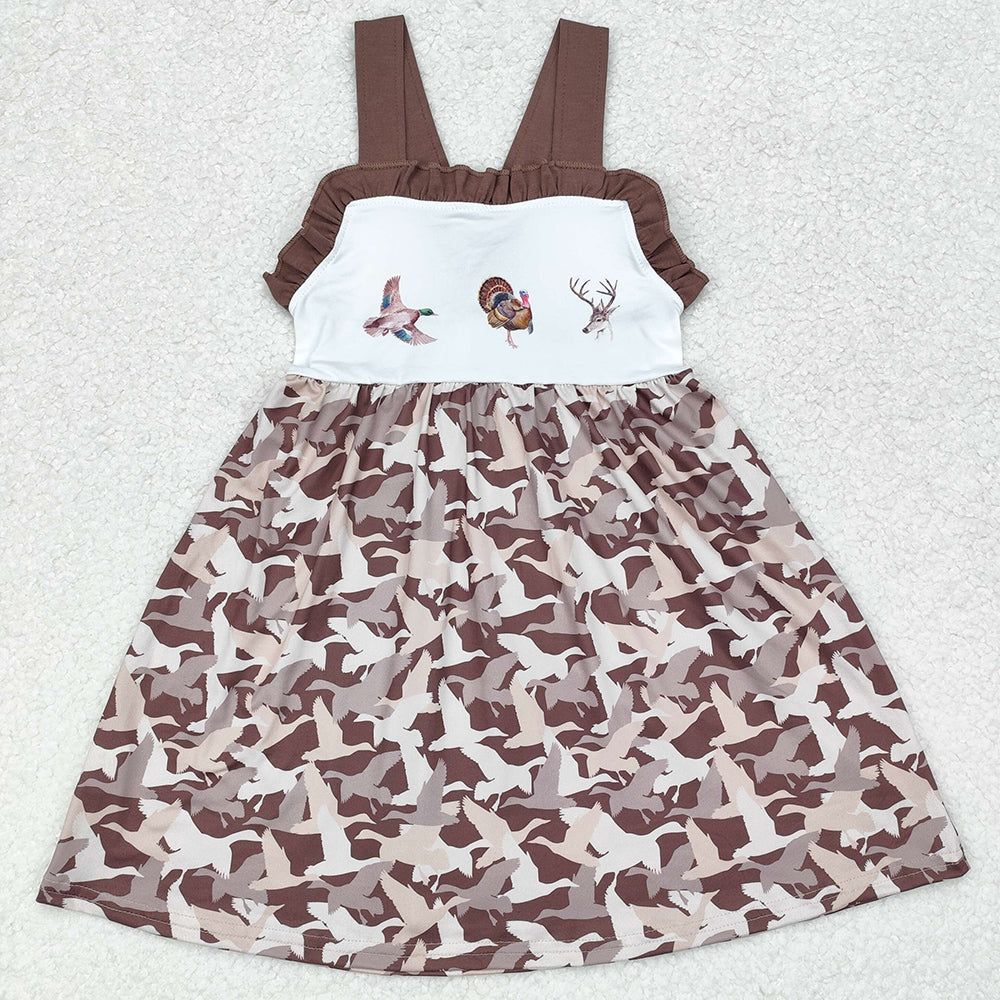 Baby Girls Dress Camo Duck Turkey Deer Straps Knee Length Dresses GSD1272