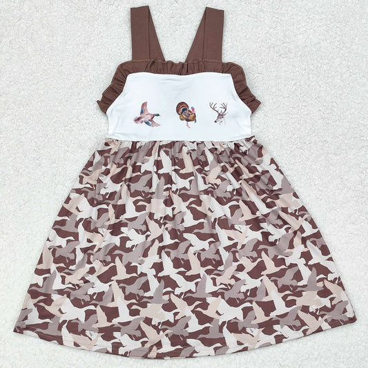 Baby Girls Dress Camo Duck Turkey Deer Straps Knee Length Dresses GSD1272