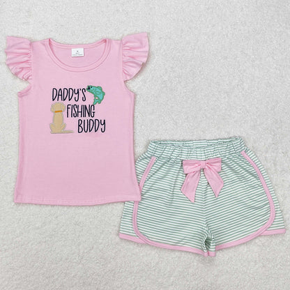 Baby Boys Clothes Daddy's Fishing Buddy Tops Shorts Sibling Clothes Sets BSSO1147 GSSO1673