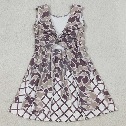 Baby Girls Dress Southern Grey Camo Drip Team Shorts Yoga Knee Length Dresses GSD2819