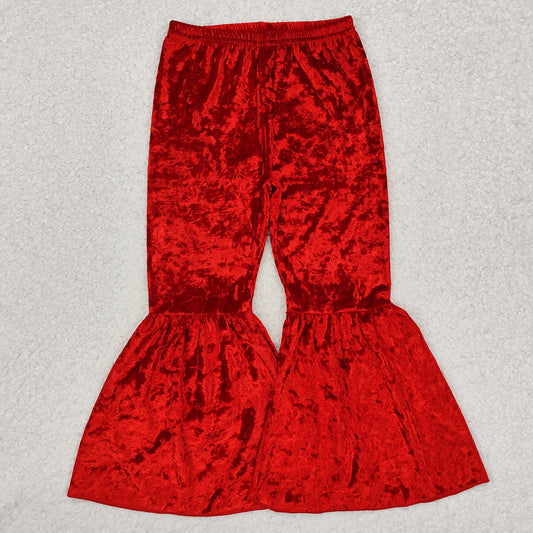 Hot Sale Baby Girls Pants Velvet Boutique Girls Bell Bottom Pants Red B3-11