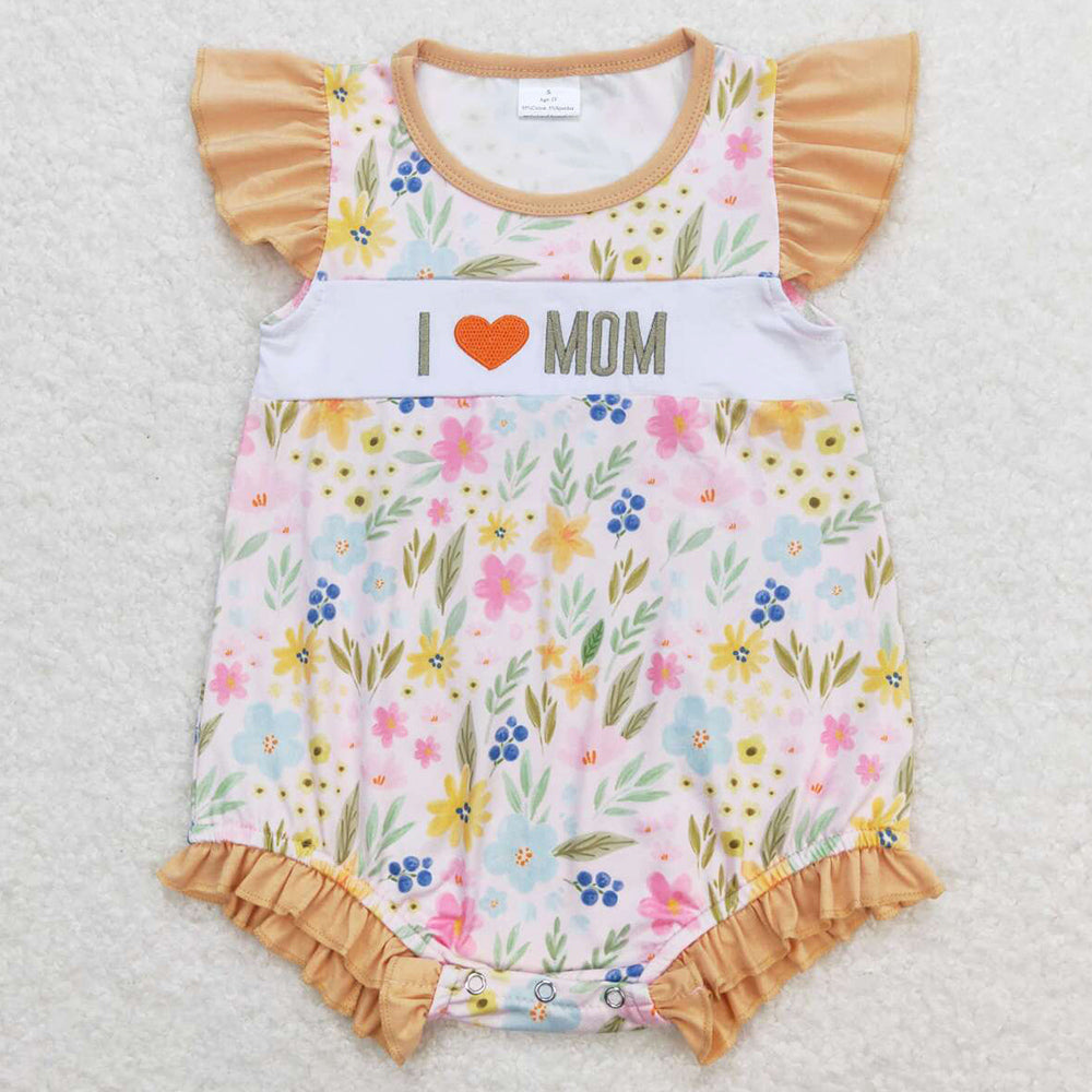 Baby Infant Girls Romper I Love Mom Floral Flutter Sleeve Rompers SR1131